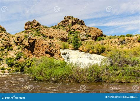 Waterfall Below Tarryall Reservoir Dam in Colorado Stock Photo - Image ...