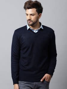 CANTABIL Solid V Neck Casual Men Reversible Blue Sweater - Buy CANTABIL ...