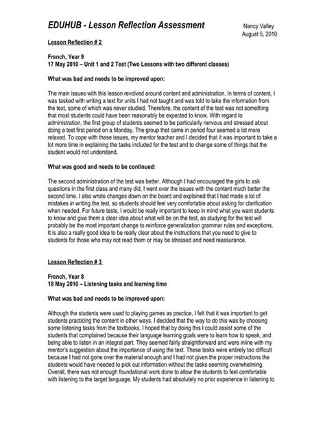 Image result for Reflection On Lesson Example