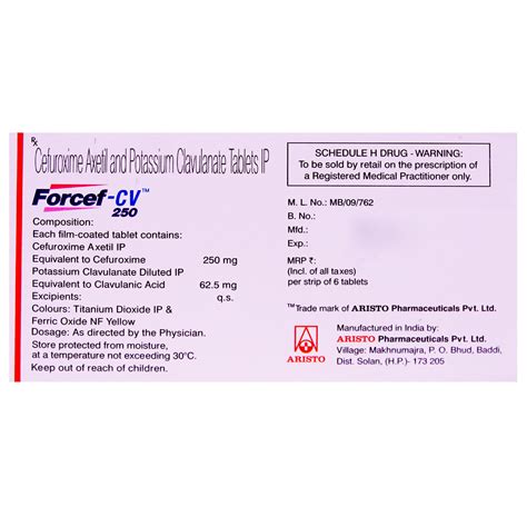 Forcef CV 250 Tablet 6's Price, Uses, Side Effects, Composition ...