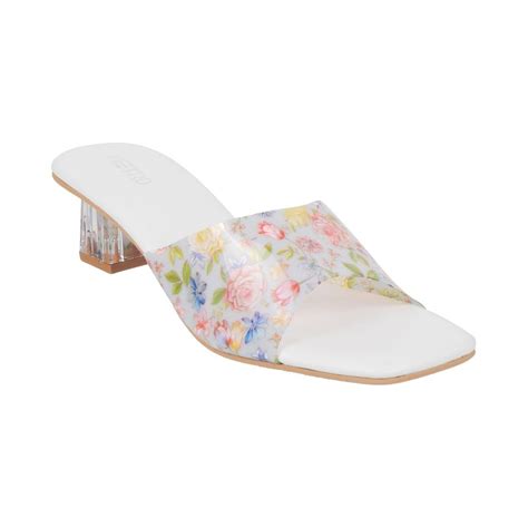 Buy Metro White Synthetic Floral Women Heels Online
