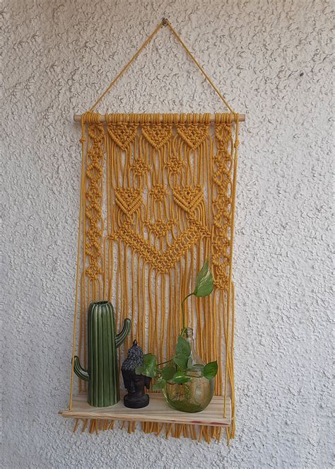Get Detachable 2 in 1 Yellow Macrame Shelf at ₹ 618 | LBB Shop