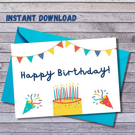Happy Birthday Printable Card, Instant Download PDF, Happy Birthday ...