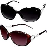 Sheomy Womens Sunglasses Of 2 Combo Of 2 Sunglass (Black Brown ...