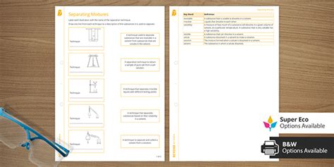 Separating Mixtures Activity - Match and Draw (teacher made)