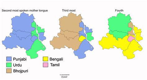 Most spoken mother tongues in Delhi excluding Hindi : r/MapPorn