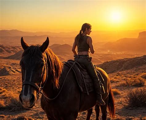 Lara Croft And Horse Image - Free AI Generator | Makepix