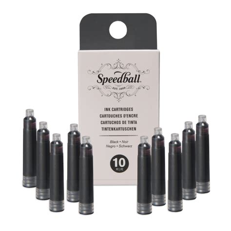 SPEEDBALL CALLIGRAPHY FOUNTAIN PEN INK CARTRIDGES SET 10PC BLACK - The ...