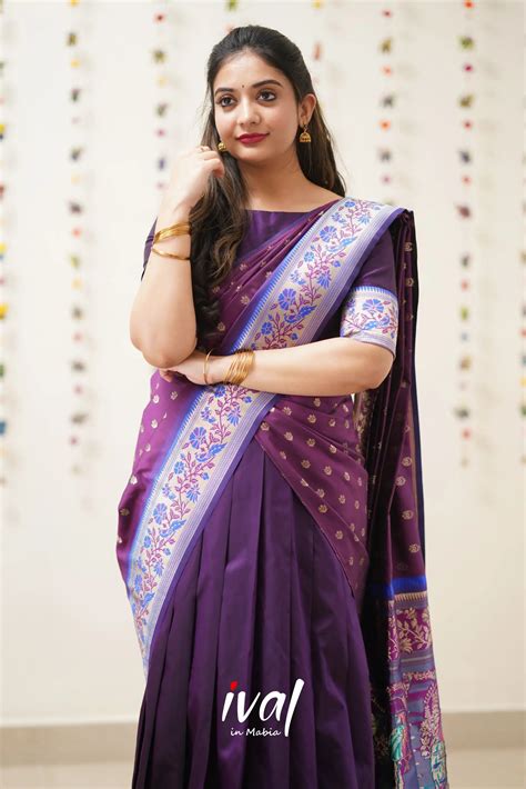 Padmakshi - Purple and Violet Paithani Art Silk Halfsaree – Ivalinmabia