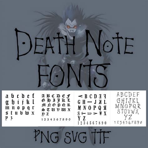 Death Note Fonts PNG SVG TTF Cricut Cutting Machines and More Instant ...