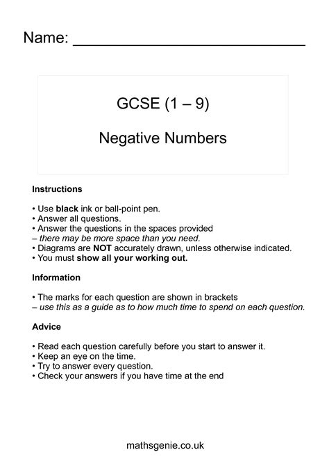 Image result for Negative Numbers GCSE