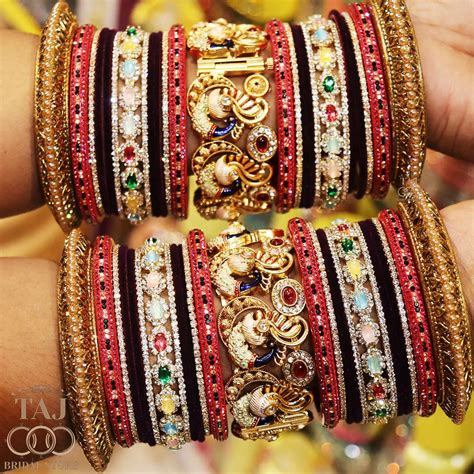 Royal Rajwadi Bangle Set with Peacock Motifs – Taj Bridal Store