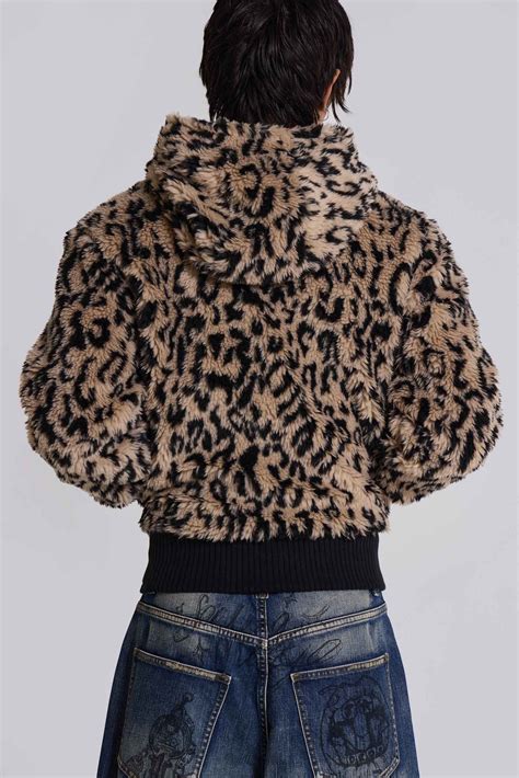 Leopard Faux Fur Hooded Jacket | Jaded London | Clothing