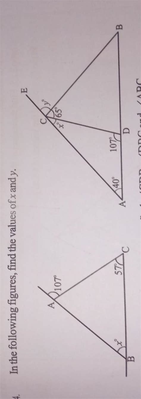 in the following figures,find the value of x and y - Brainly.in