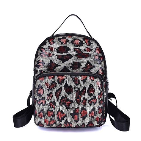 bigcity Women’s bag Vintage Leopard Print Sequins Women Backpack Large ...