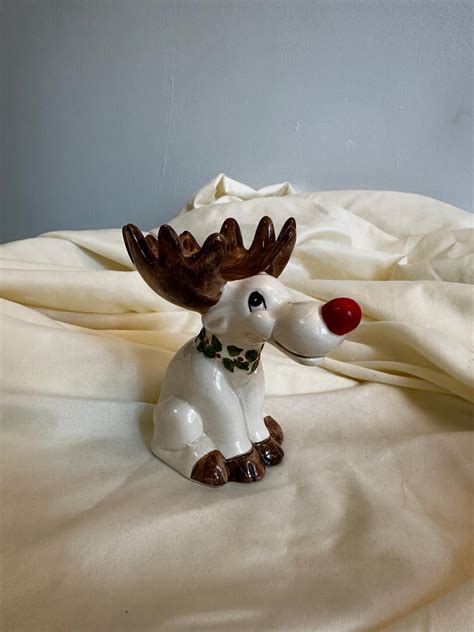 Vintage Fitz and Floyd Christmas Moose Candle Holder - Moose Figurine ...