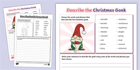 Describe the Christmas Gonk Worksheet - Twinkl