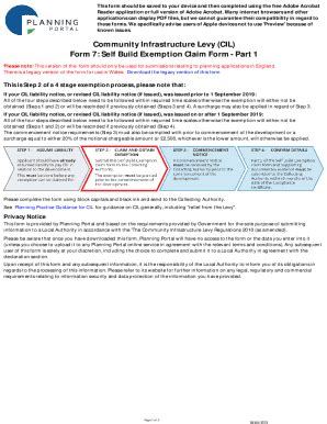 Fillable Online Form 7: Self Build Exemption Claim Form - Part 1 Fax ...