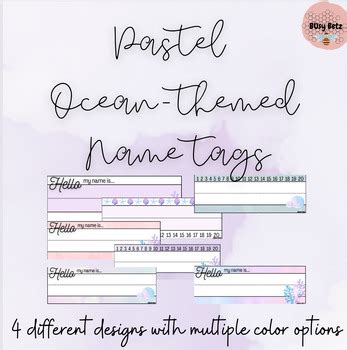 Pastel Ocean-Themed Name tags by Busy Betz | TPT