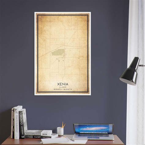 Vintage Xenia Illinois Map Poster, Xenia IL City Road Wall Art Print - Custom Maps & Posters