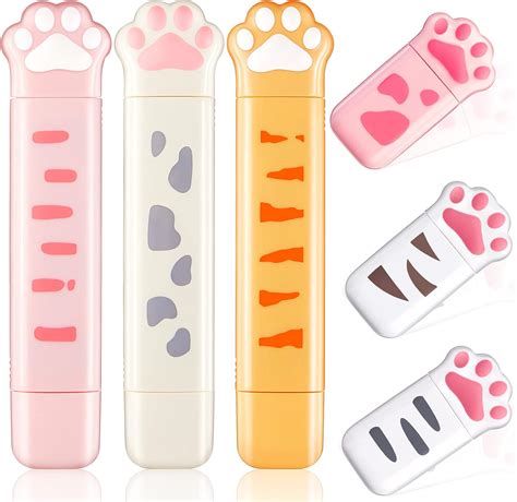 Buy 6 Pieces Cartoon Correction Tapes Includes 3 Cartoon Cat Paw Shaped ...