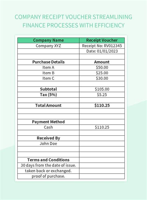 Image result for Receipt Voucher Example