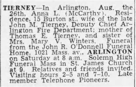 Anna L. McCarthy Tierney (unknown-1964) - Find a Grave Memorial