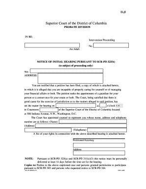 Fillable Online DCSC Form: Notice of Initial Hearing Pursuant to SCR-PD ...