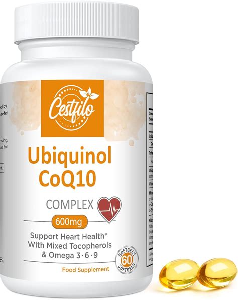 Ubiquinol CoQ10 600mg Softgels – Active Form of CoQ10 Plus Vitamin E & Omega 3 6 9 – Advanced ...