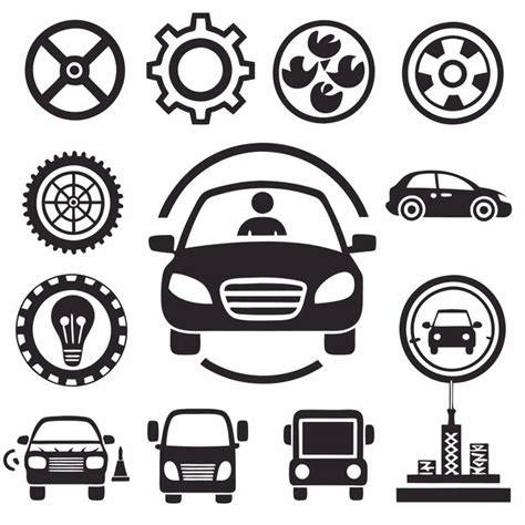Icones de voiture Volant d'entraînement pneu ampoule de lumière ...