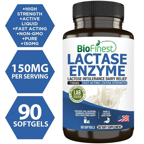 Biofinest Lactase Enzyme Supplement - 150mg Active Liquid - Lactose Intolerance Dairy Digestion ...