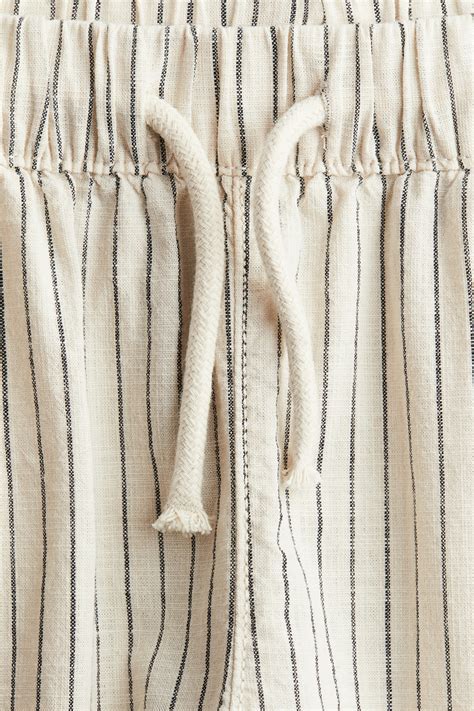 Linen-blend trousers - Cream/Striped - Kids | H&M IN