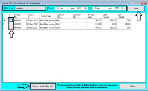 Bulk cancellation/Adjustment B2C Invoice Help Guide