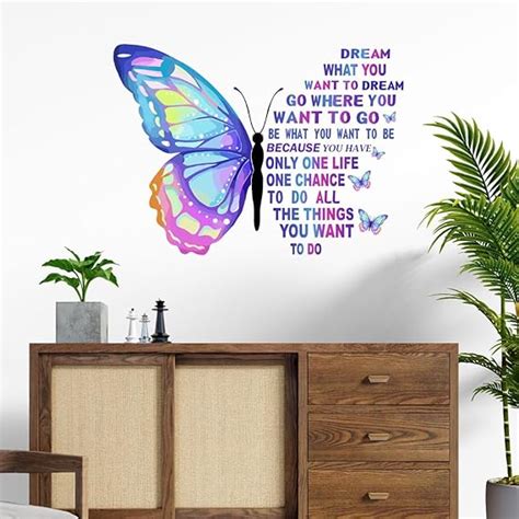 Decal O Decal Vinyl Blue Butterfly With Motivational Quotes ' Wall ...