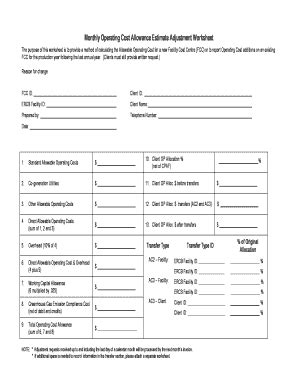 Fillable Online energy gov ab Monthly Operating Cost Allowance Estimate ...