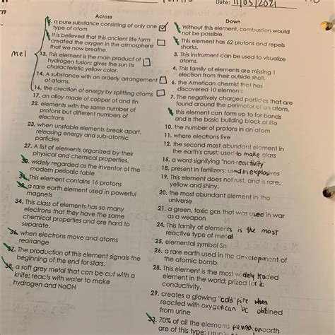 nova: hunting the elements crossword puzzle - brainly.com
