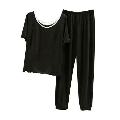 Aofany 2 Piece Women's Modal Pajama Set Summer Short Sleeve Crewneck ...