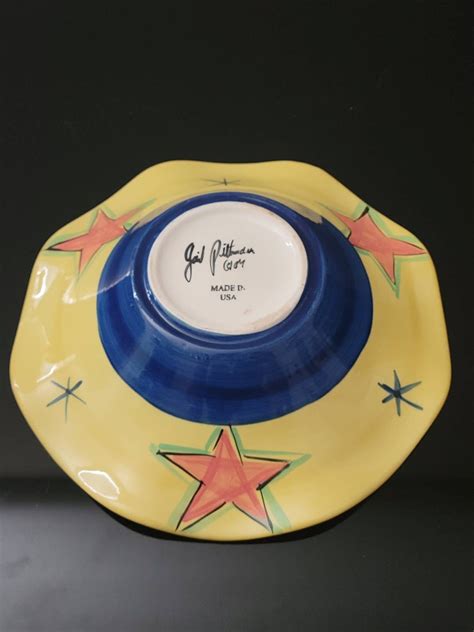 Gail Pittman Pottery Large Yellow Bowl Scallop Edge Rhythm & Blues ...