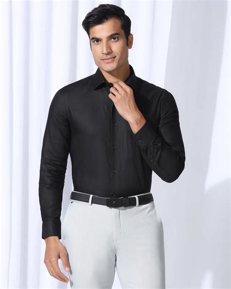 Formal Black Textured Shirt - Evolve