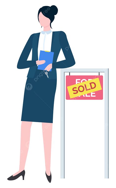 Corretor Agente Imobiliário De Terno Com Placa Para Venda E Vendido PNG ...