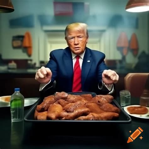 Trump dining at Mar-A-Lago with Grim Reaper beckoning behind him, hyper ...