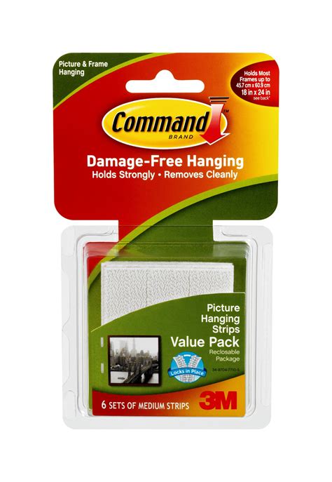 Command Picture Hanging Strips, White, Medium, 6 Sets of Strips/Pack - Walmart.com - Walmart.com