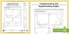 Supplementary Angles Worksheet | Maths Angles Worksheet