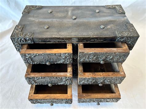 Antique Spanish Embossed Silver Baroque Style Six Drawer Casket Siege ...