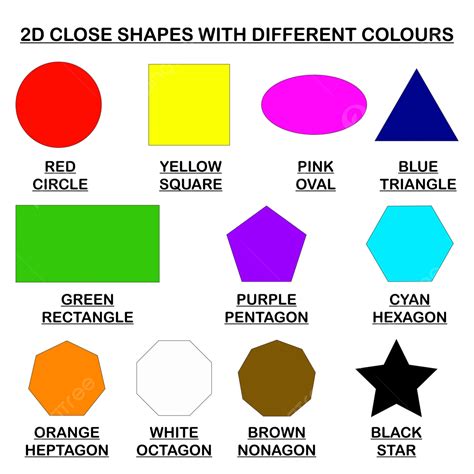 Collection Of Minimalistic 2d Close Shapes With Their Names And Colours ...