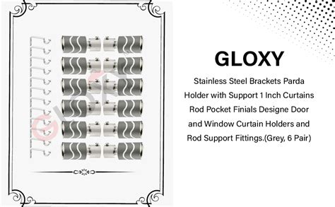 Buy GLOXY Stainless Steel Brackets Parda Holder with Support 1 Inch ...