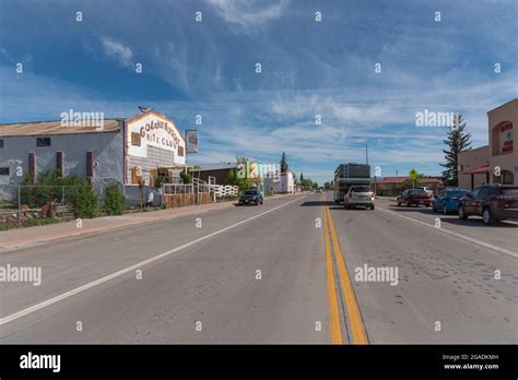 Looking down U.S. Highway 285, a two-lane highway running through the ...