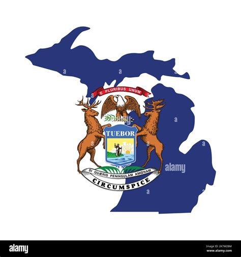 Michigan mi flag in state map shape simplified USA vector isolated on ...