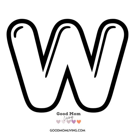 Free Bubble Letter W Printable for Kids To Color - Good Mom Living
