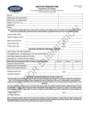 Fillable Online khsaa WRESTLING PERMISSION FORM Required for Each ...